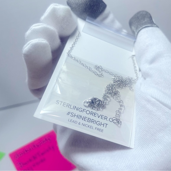 BNWT STERLING FOREVER LAB CREATED SAPPHIRE & CZ DIANA NECKLACE 16”-18” - Picture 5 of 14